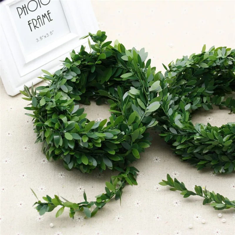 Wreath Form Wire - พวงหรีดดอกไม้ประดิษฐ์ 1 เมตร ทำจากผ้าไหมเทียม ใบไม้สีเขียว ลวดเหล็ก