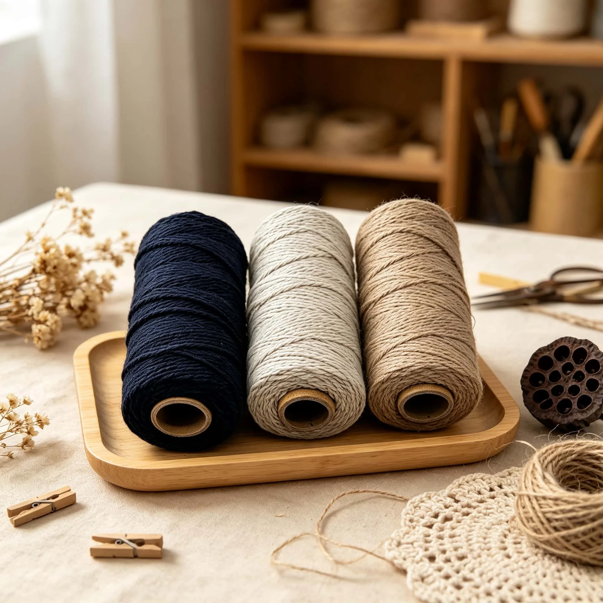 Twine Jute Natural - เชือกป่านฝ้าย 3 ม้วน รวม 300 เมตร