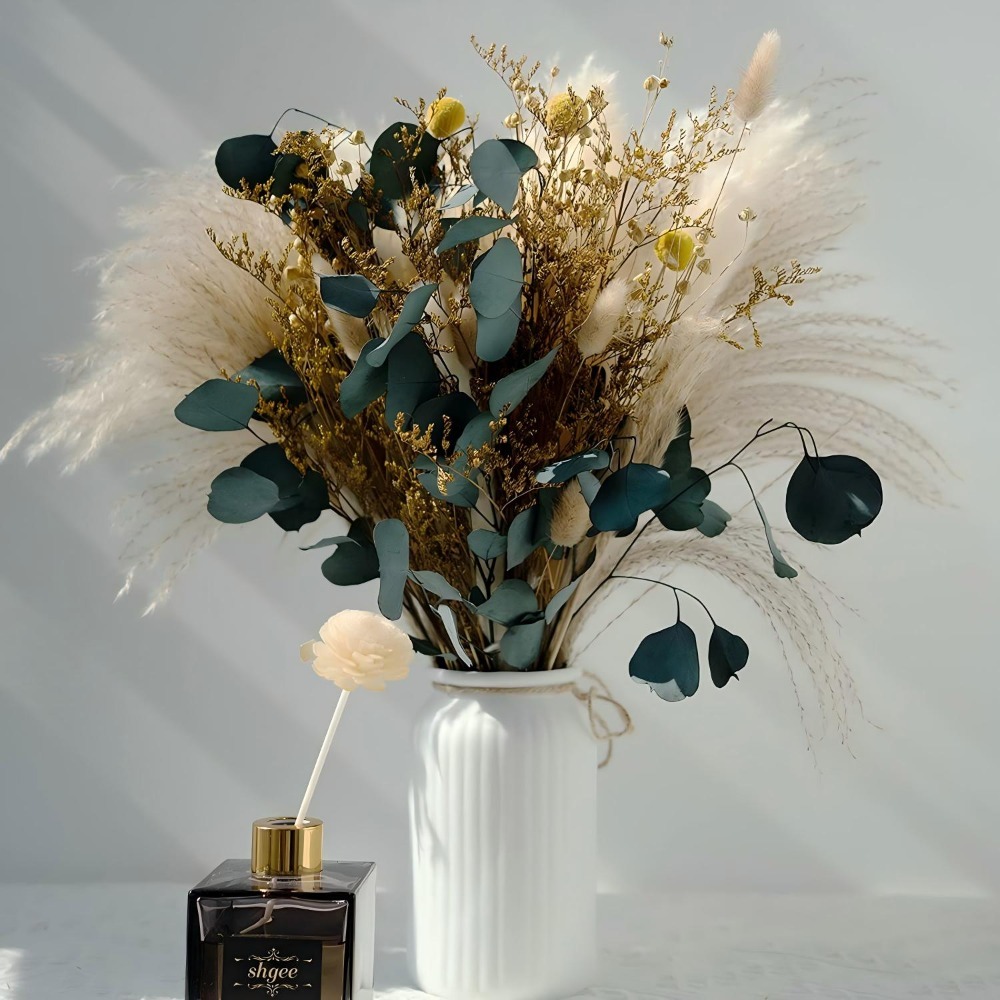 ช่อดอกไม้แห้งธรรมชาติจากหญ้าแพ - Eucalyptus Preserved บทวิจารณ์และราคา